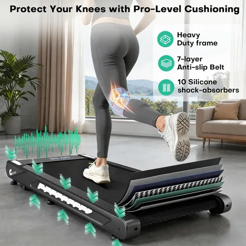 Vista 8 de 4-in-1 Walking Pad Treadmill with Speaker, 6.2MPH Walking Pad with 10% Incline, Under Desk Treadmills for Home with App Compatible, 2.75HP Brushless