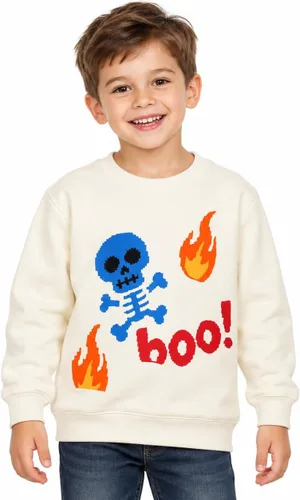Vista 12 de HILEELANG Sudaderas de Halloween para niños pequeños, de algodón, sin botones, con estampado de calabaza, murciélago, boo, para niños y niñas
