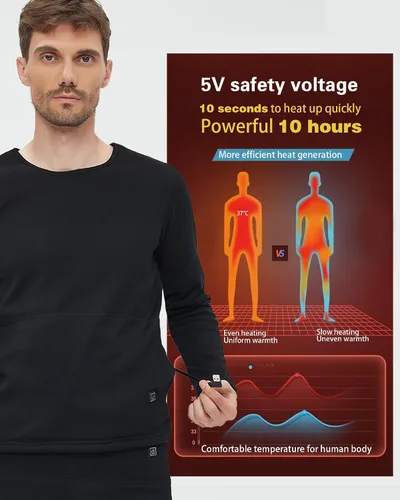Vista 5 de Conjunto de ropa interior térmica eléctrica para mujer, 22 zonas de calefacción, calefacción eléctrica con USB, equipo de caza de invierno
