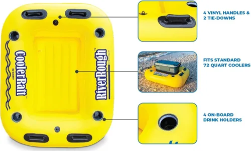 Vista 6 de Flotador inflable de balsa para piscina - 55" - amarillo y negro
