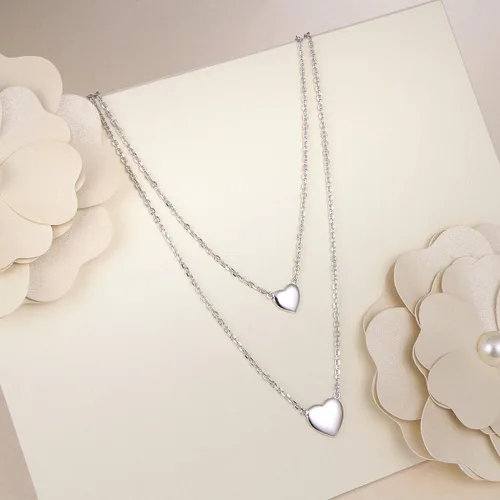 Vista 3 de Collar de plata de ley con colgante de corazón y cruz hecho a mano para mujeres y niñas