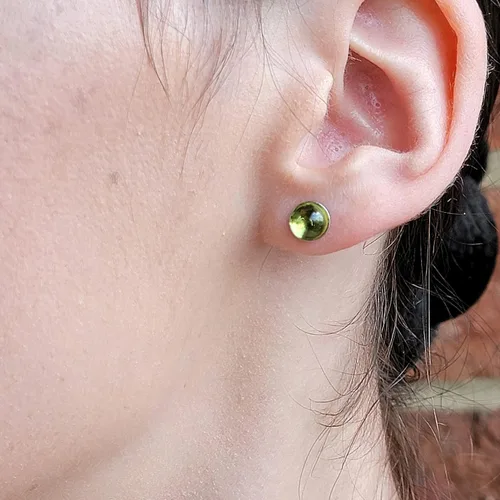 Vista 71 de Pendientes naturales de 0.236 in con chapado en oro blanco sobre plata de ley, bisel cabujón de piedras preciosas regalo de joyería para ella