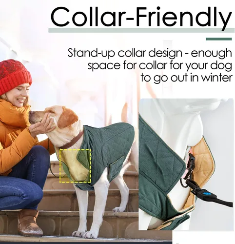 Vista 4 de ThinkPet - Abrigos para perros para clima frío, chaqueta de invierno reversible resistente al viento, abrigo grueso acolchado y cálido, chaleco