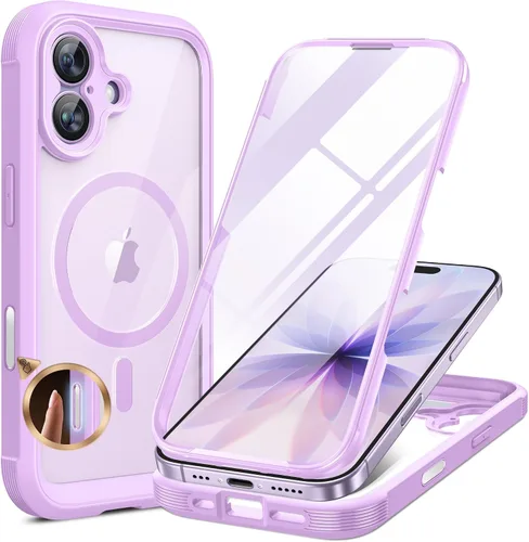 Vista 79 de Miracase - Funda magnética para iPhone 13 Pro Max de 6.7 pulgadas (compatible con MagSafe), transparente, completo, protector de pantalla de vidrio