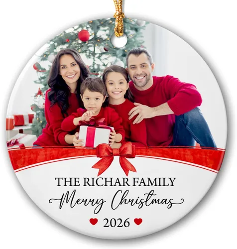 Vista 14 de Primer adorno de Navidad para bebé, adorno de cerámica de Navidad para bebé 2025, primera decoración de árbol de Navidad del bebé, marco de fotos