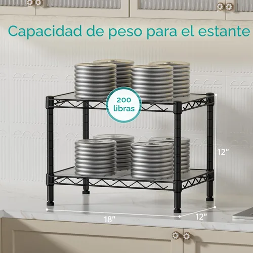 Vista 3 de SINGAYE 2 estantes pequeños para cocina, estante de alambre, estante de metal, organizadores ajustables, estantes de almacenamiento para despensa