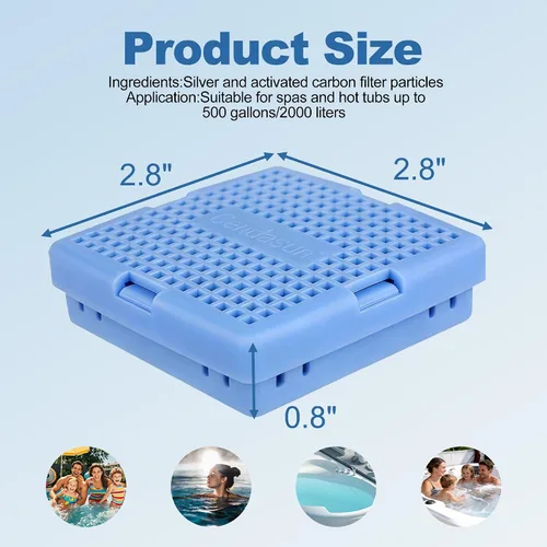 Vista 6 de Cartucho mineral para bañera de hidromasaje, cartucho de sistema de sal de agua dulce de iones plateados, limpia y aclara el agua del spa durante 4
