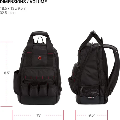 Vista 5 de SwissGear Mochila de bolsa de herramientas, se adapta hasta, Negro, Mediana