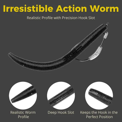 Vista 3 de 30/50/78/100 piezas Senko Worms Kit - Señuelos de pesca de plástico suave de 4"/5" con impregnación de sal para pesca de lubina