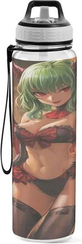 Vista 2 de Sexy Anime Girl Little Devil - Botella de agua ligera aislada deportiva con popote que mantiene el calor y el frío, para viajes y deportes, termo