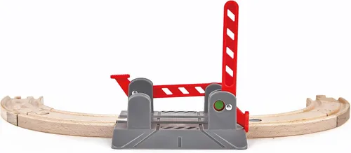 Vista 8 de Hape Juego de cruces y grúas Juego de carga ferroviaria de madera de 32 piezas para niños, multicolor