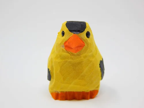 Vista 3 de Selsela Figura tallada a mano de jilguero americano – Finch escultura de pájaro amarillo de madera hecha a mano en miniatura, adorno tallado