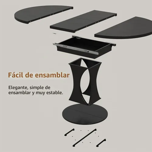 Vista 7 de iPormis Mesa de comedor extensible de 43 a 59 pulgadas, mesa de cocina redonda con pedestal de arcos modernos, mesa de comedor ovalada con hojas
