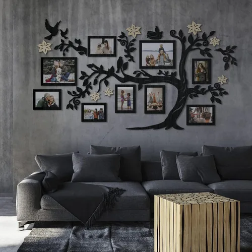 Vista 9 de JustLikeWood 39 x 22 pulgadas Calcomanía de Pared Grande de Árbol Genealógico de Madera para Decoración del Hogar con Marco de Fotos Estándar