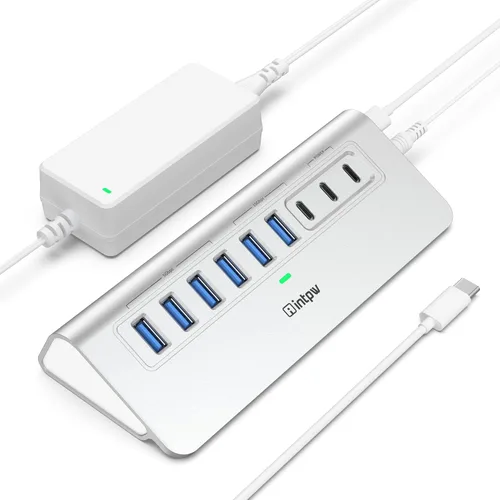 Vista 13 de Hub USB alimentado de 10 Gbps, intpw YH6AC Plus 10 puertos USB 3.2 Hub