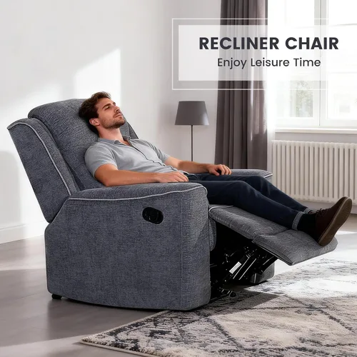 Vista 7 de Betsy Furniture Juego de sofá reclinable manual de microfibra suave, sofá con mesa desplegable, dos sillones reclinables, gris carbón 9111