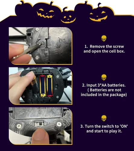 Vista 5 de Decoraciones animadas de Halloween con sensor infrarrojo, prisionero de calavera Screaming Sound Effects; Glowing Red Eye; Infrared-activated