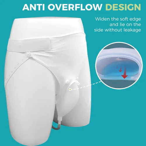 Vista 3 de Bolsa de recolección de orina portátil para ancianos, urinarios portátiles para hombres, bolsas reutilizables de orina masculina, urinario anciano