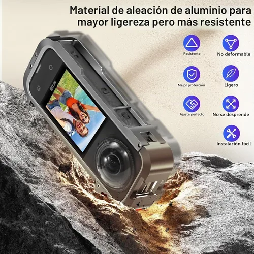 Vista 4 de Amazear - Funda protectora de metal para accesorios Insta360 X4, marco utilitario multifunción Insta 360 X4 de liberación rápida, construcción más