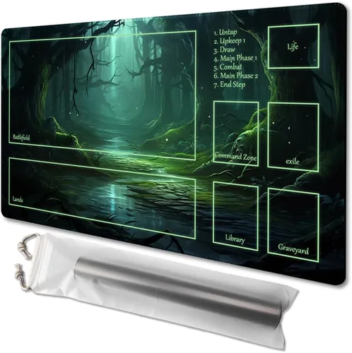 Vista 12 de MTG - Tapete de juego tamaño 24 x 14 pulgadas, bolsas de almacenamiento gratuitas, respaldo antideslizante, impresión, ideal para entusiastas
