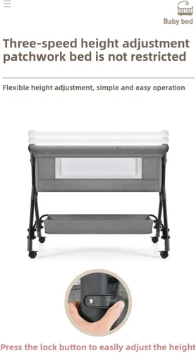 Vista 8 de Next to Me - Cuna cuna plegable para bebé, cuna para dormir conjuntamente, cuna convertible para cama infantil (X3 gris)