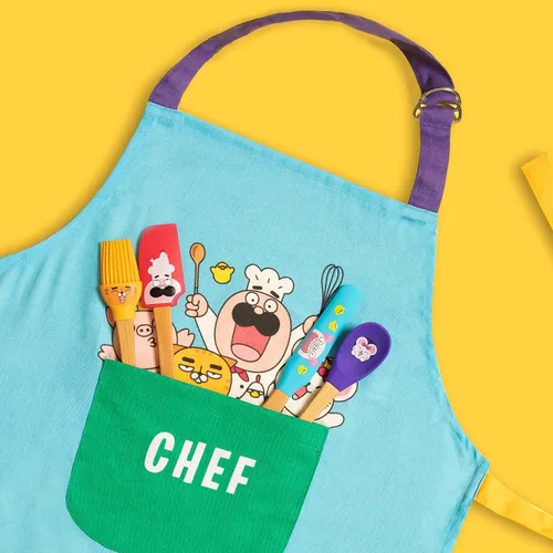 Vista 6 de Kids Apron, Chefclub, 100% Cotton - Cooking & Baking Apron for Children - with Pocket, Adjustable Neck Strap, Waist Tie