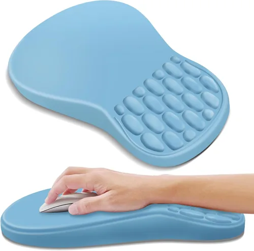 Vista 30 de YIWEI Alfombrilla de mouse ergonómica con soporte para muñeca, alfombrilla de mouse de espuma viscoelástica de gel para teclado de computadora