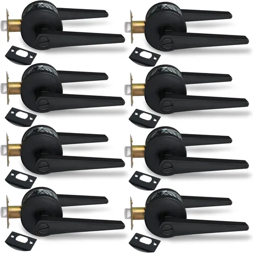 Vista 22 de MD8820-DB-BK-1P - Manija de puerta de privacidad sólida para dormitorio y baño, acabado negro mate
