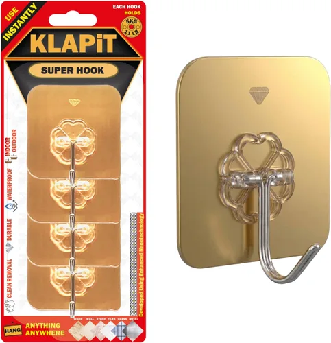 Vista 13 de KLAPiT Super Hook - Ganchos de pared adhesivos de alta resistencia, soporta hasta 11 libras, impermeable, sin daños, fácil de instalar en azulejos