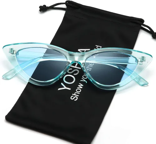 Vista 3 de Lentes de sol retro para mujer, con marco de plástico y diseño con estilo ojo de gato YOSHYA