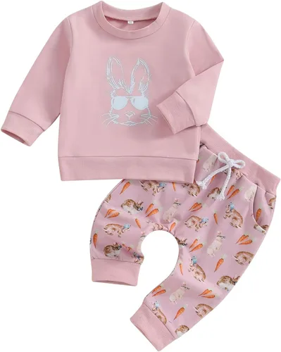Vista 11 de Conjunto para Bebé Niña Niño del Día de San Patricio con Trébol, Sudadera de Manga Larga, Pantalones con Encanto, Conjunto Infantil Azul (Rabbit)