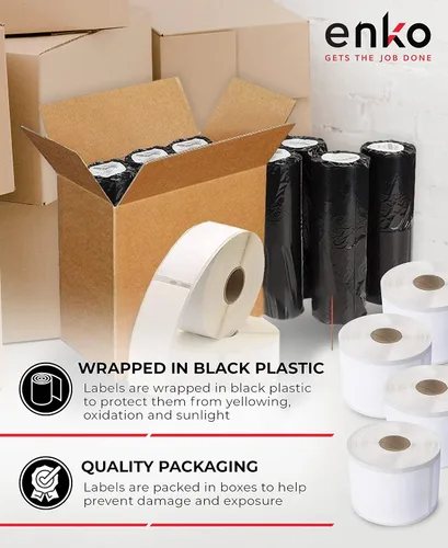 Vista 4 de enKo (6 rollos/6000 etiquetas) Código de barras multiusos compatible con Dymo 30334 (1-1/4 pulgadas x 2-1/4 pulgadas)
