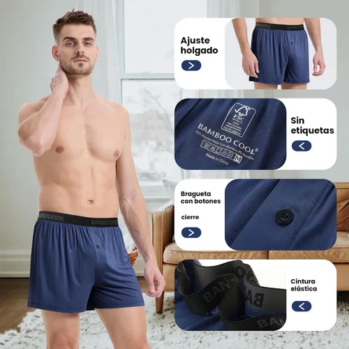 Vista 4 de BAMBOO COOL Men's Boxer Shorts, Soft Breathable Loose Underwear Multipack