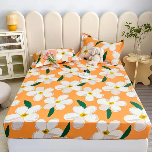 Vista 15 de Sábana bajera tamaño individual suave y acogedora, de algodón lavado, de algodón cepillado, para dormitorio de niños y niñas, funda de almohada