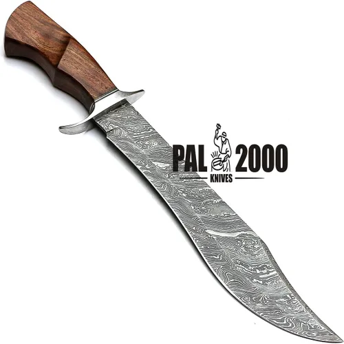 Vista 6 de PAL 2000 KNIVES Cuchillo Bowie hecho a mano de acero de Damasco de 19 pulgadas con funda 9291