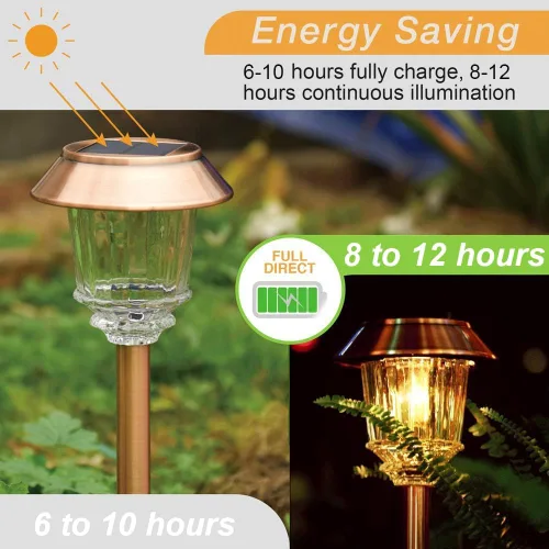 Vista 4 de XMCOSY Luz solar de camino – Set de luces LED de paisaje automáticas (2 unidades), cubierta de cristal impermeable, brillo, luz blanca cálida
