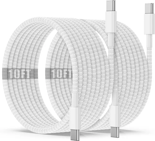 Vista 13 de Cable de carga USB C a C de 10 pies, 60W, tipo C a C, cable de carga rápido largo para Apple iPhone 17 Pro Max/17 Air/16 Pro Max/15 Plus, MacBook