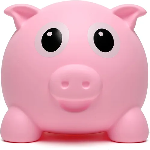 Vista 12 de Lindo Banco de Ahorro en Forma de Cerdo, Banco de Monedas para Niños y Niñas, Banco de Dinero de Plástico a Prueba de Rompimiento para Niños, Tarro