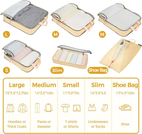 Vista 8 de BAGAIL 4 Set/6 Set Ultraligero Compresión Embalaje Cubos Organizador de Embalaje para Accesorios de Viaje Equipaje Maleta Mochila