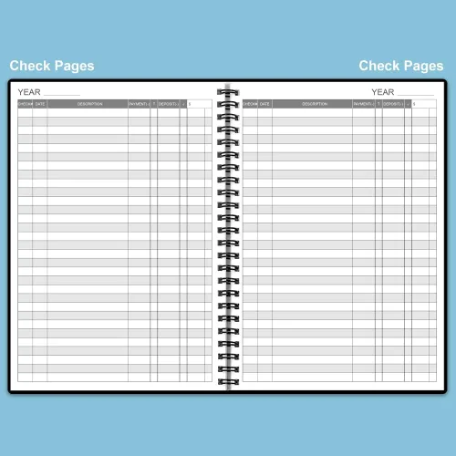 Vista 2 de Registro de cheques - Libros de registro A5 con registros de cheques y transacciones, libro de registro de cuentas de cheques para personal y Negro