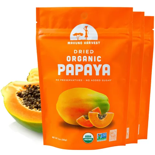 Vista 25 de Mavuno Harvest Paquete variado de frutas secas orgánicas, mango seco, papaya, piña, plátano, yaca y mezcla tropical, saludable, vegano, sin azúcar