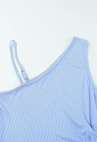 Vista 8 de AOHITE Vestido largo sexy de un hombro sin mangas con abertura lateral para mujer