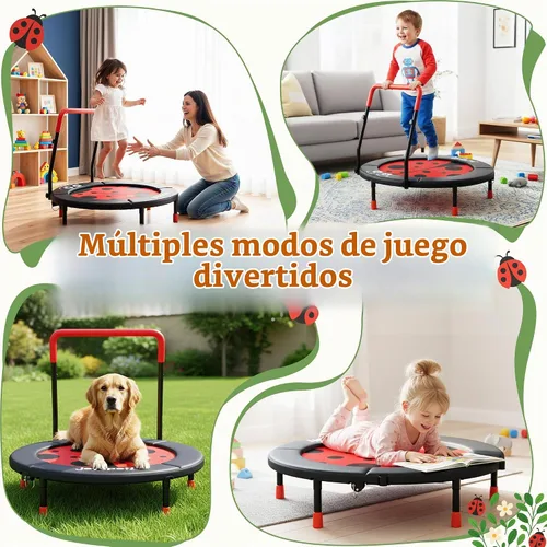 Vista 9 de 36-Inch Toddler Trampoline with Foam Handle, 3FT Foldable Mini Rebounder