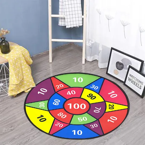 Vista 2 de Alfombra redonda para sala de juegos, 3.3 pies, alfombra para niños para sala de juegos, números coloridos, antideslizante, alfombra lavable