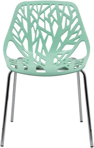 Vista 4 de LeisureMod Silla de comedor moderna de menta con patas cromadas