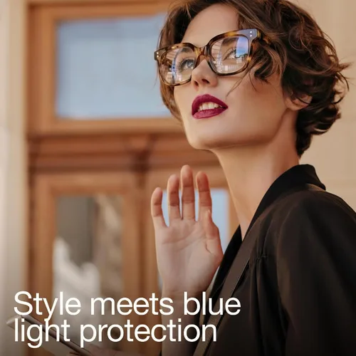 Vista 2 de miyya Gafas de luz azul para mujeres y hombres – Monturas gruesas de gran tamaño bloqueador de luz UV y azul, accesorios elegantes para gafas