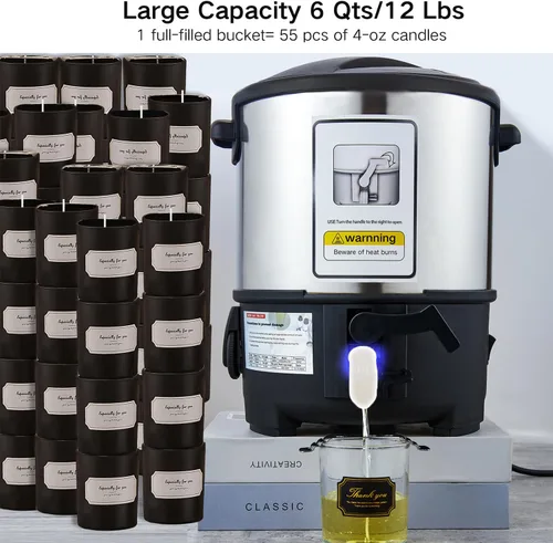 Vista 3 de KQU Olla de cera para velas con boquilla, derretidor eléctrico de cera para hacer velas, olla pequeña para hacer velas con mango resistente al