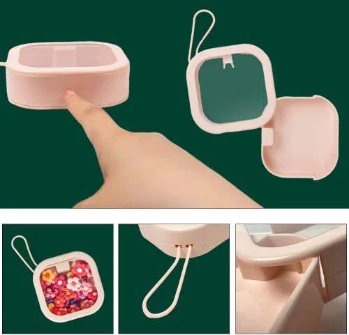 Vista 5 de Organizador de cintas para el cabello, caja pequeña de viaje, 5 piezas para niñas, organizador de alfileres para el cabello, soporte de viaje