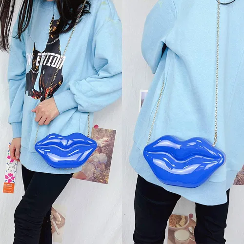 Vista 2 de ENJOININ Bolsos de noche de fiesta con forma de labios acrílicos para mujeres, bolsos y bolsos de mano, bolso de mano vintage para banquetes