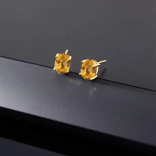 Vista 246 de Gem Stone King Aretes de oro de 14 quilates con piedra natal ovalada de 0.315 x 0.236 in Aretes de oro para mujer